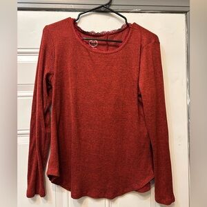 Maurices Red Long Sleeve Ribbed Top